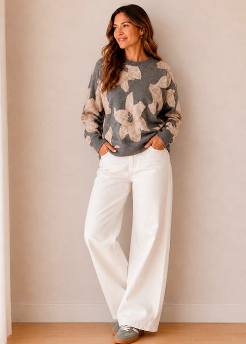 sweater jaquard flores