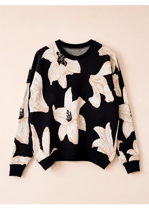sweater jaquard flores