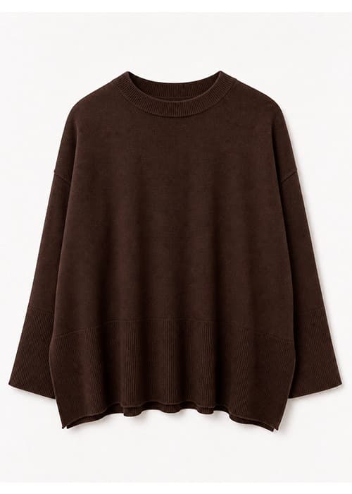 Maxisweater liso con tajos