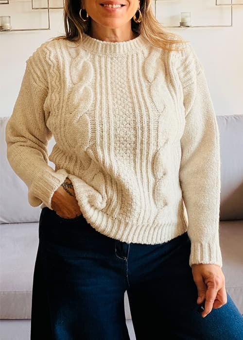 sweater trenzado lentejuelas
