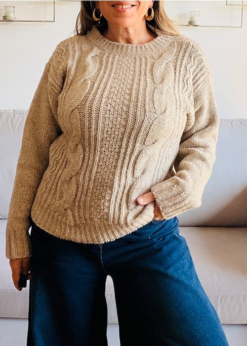 sweater trenzado lentejuelas