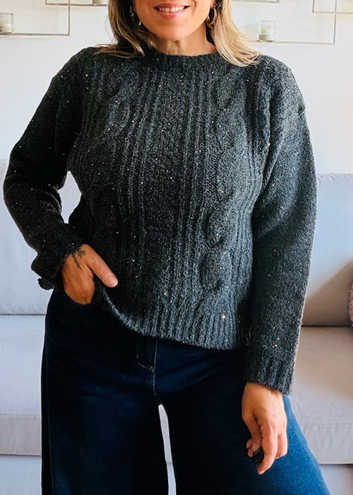 sweater trenzado lentejuelas
