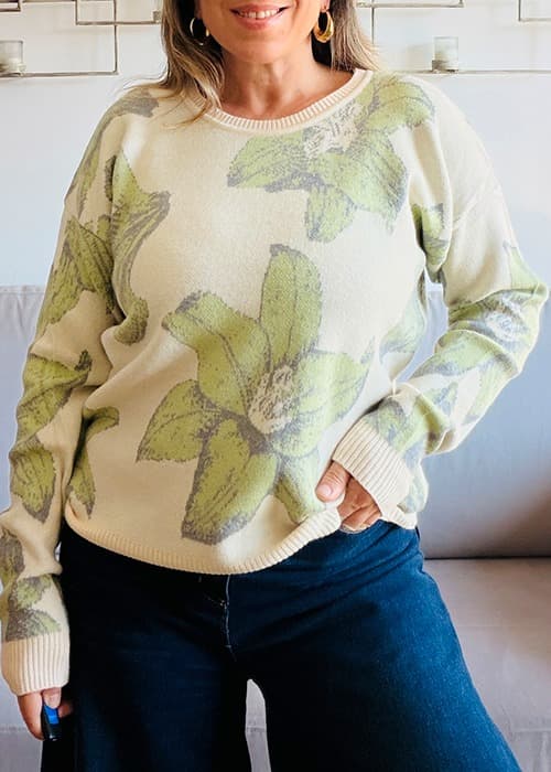 sweater jaquard flor