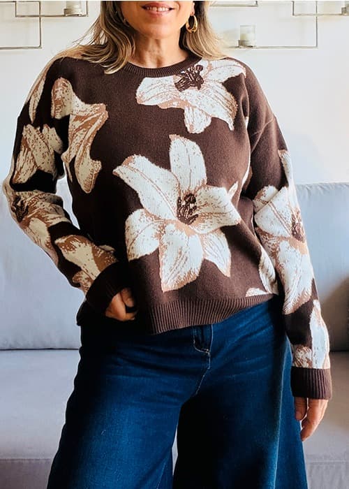 sweater jaquard flor