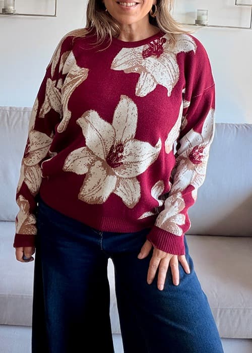 sweater jaquard flor